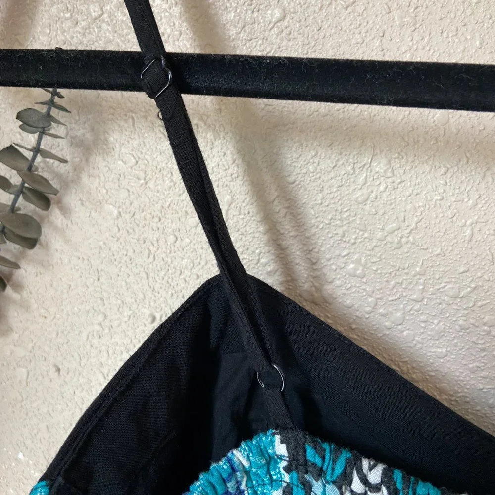 Blue Floral Corset Style Jumpsuit w/ Adjustable Straps & Pockets Xhilaration S - Picture 6 of 8